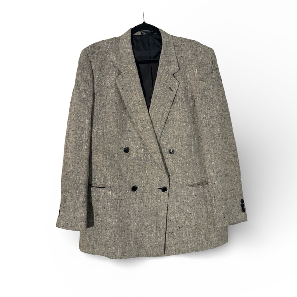 Giorgio Fellini Double-Breasted Herringbone Blazer – Size 43R